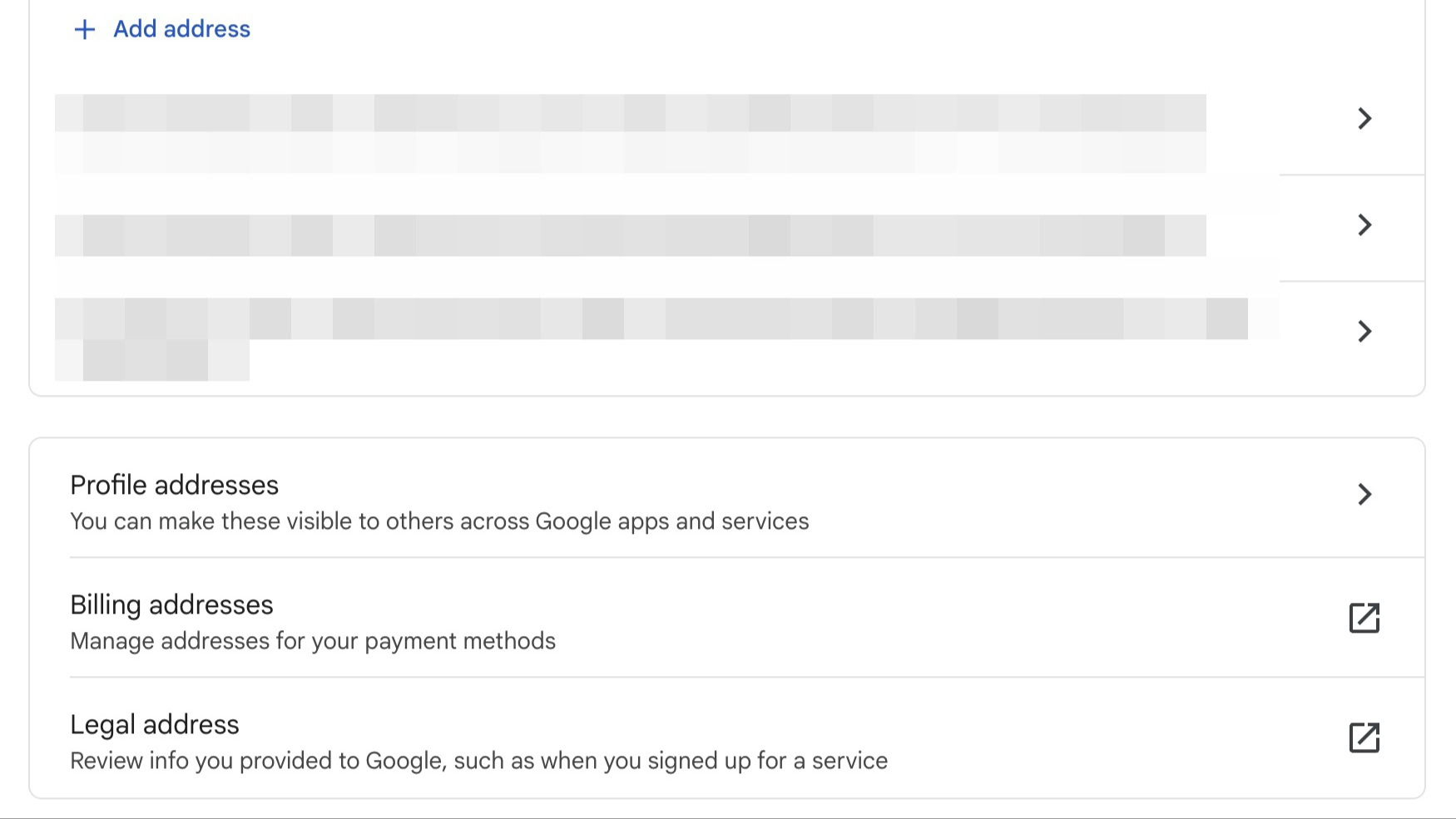 Google Account settings can now manage more than just work and home addresses