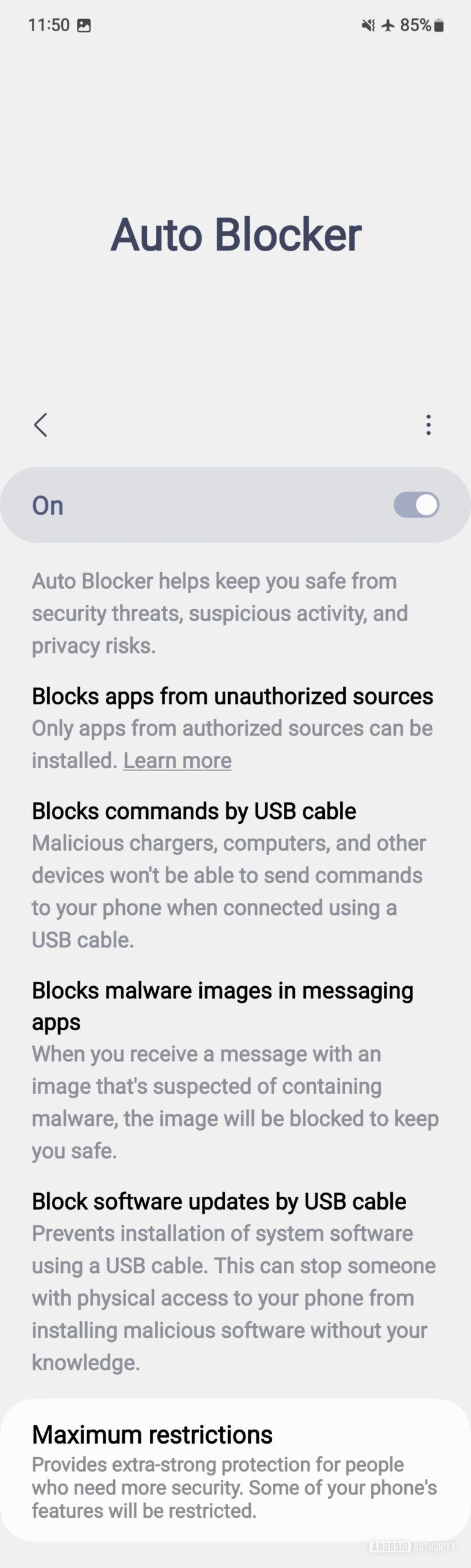 Auto Blocker in One UI 6.1.1