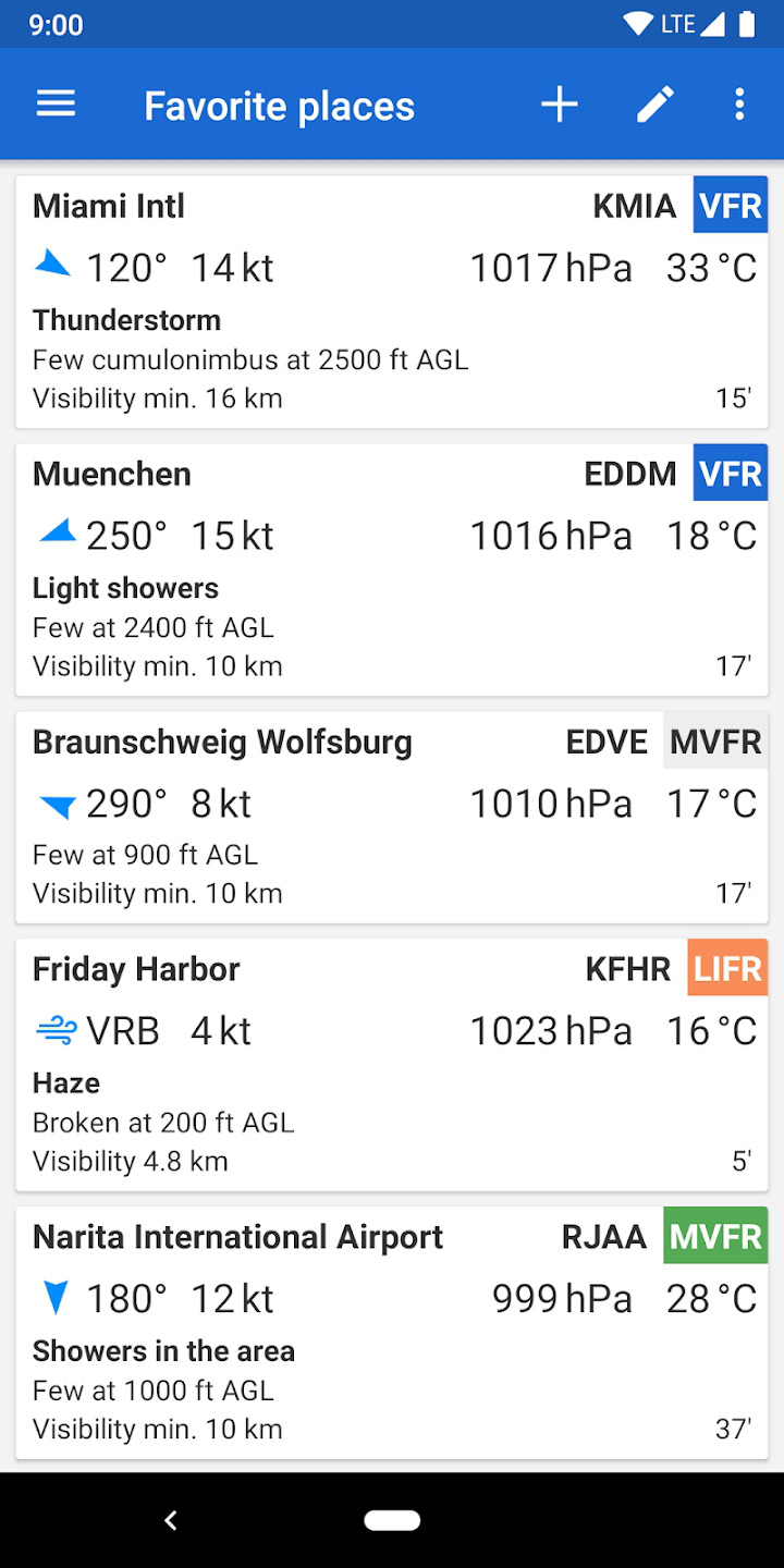 Avia Weather Android app screen 02