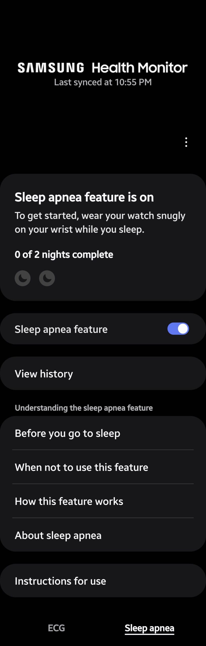 Galaxy Watch Sleep Apanea feature screenshot 1