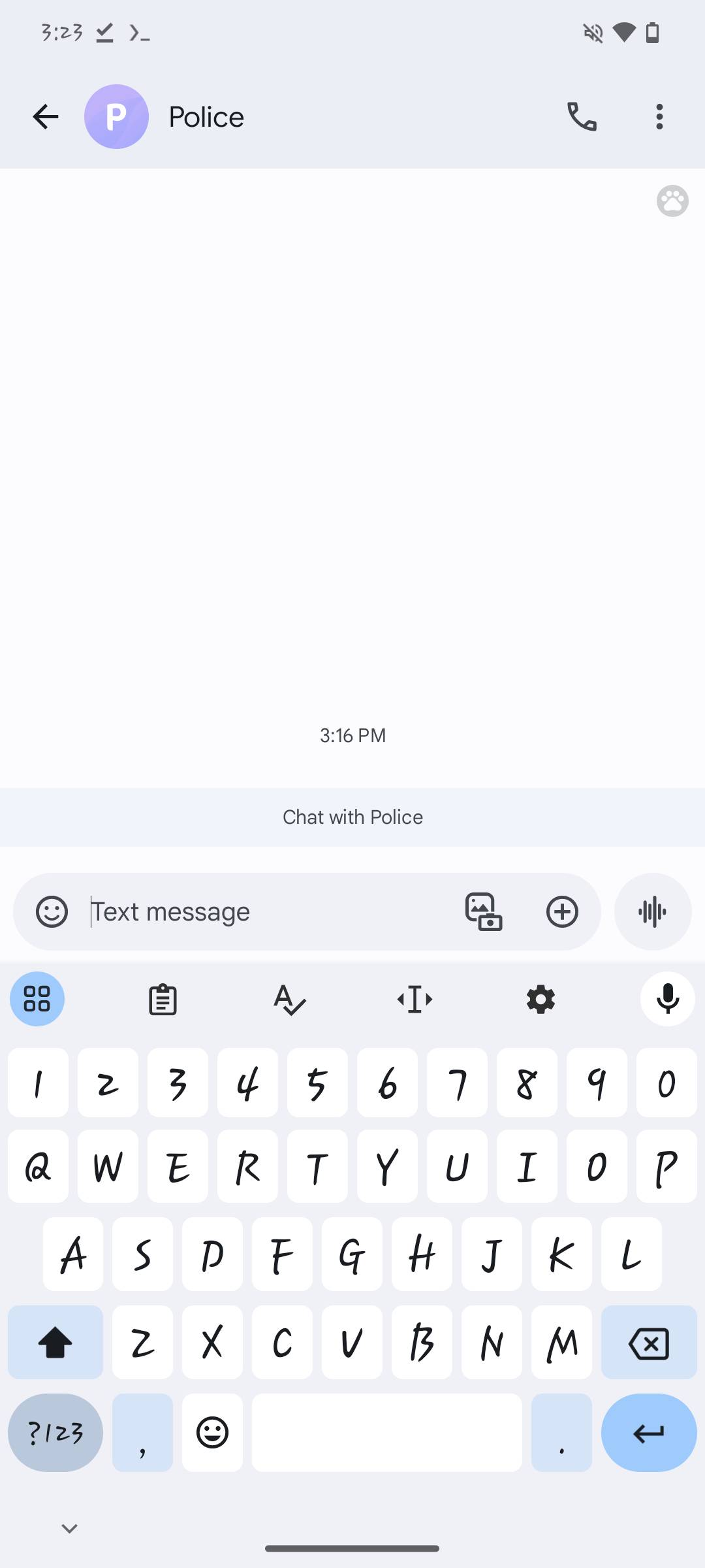 Screenshot of Gboard with Samsung's system font.