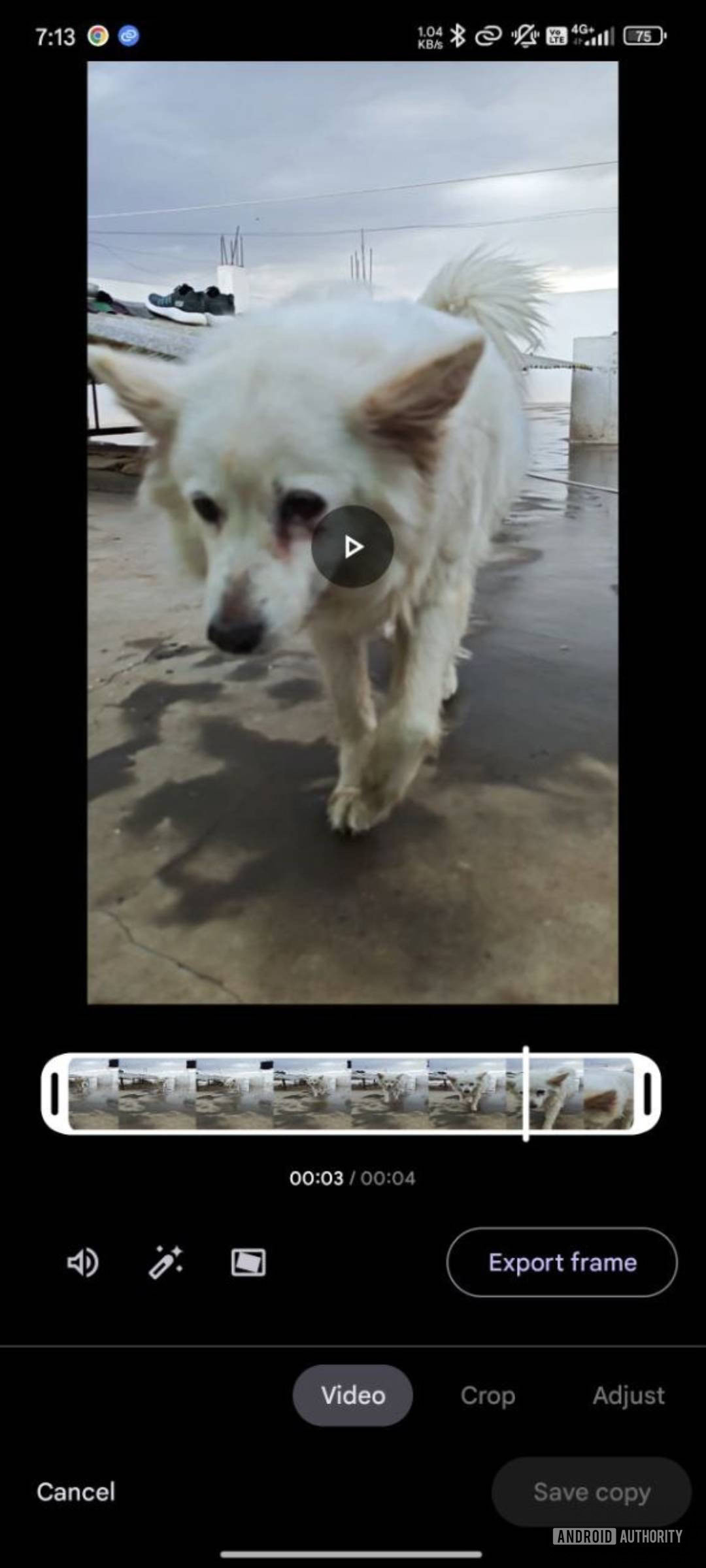 Google Photos old video editor UI screenshot