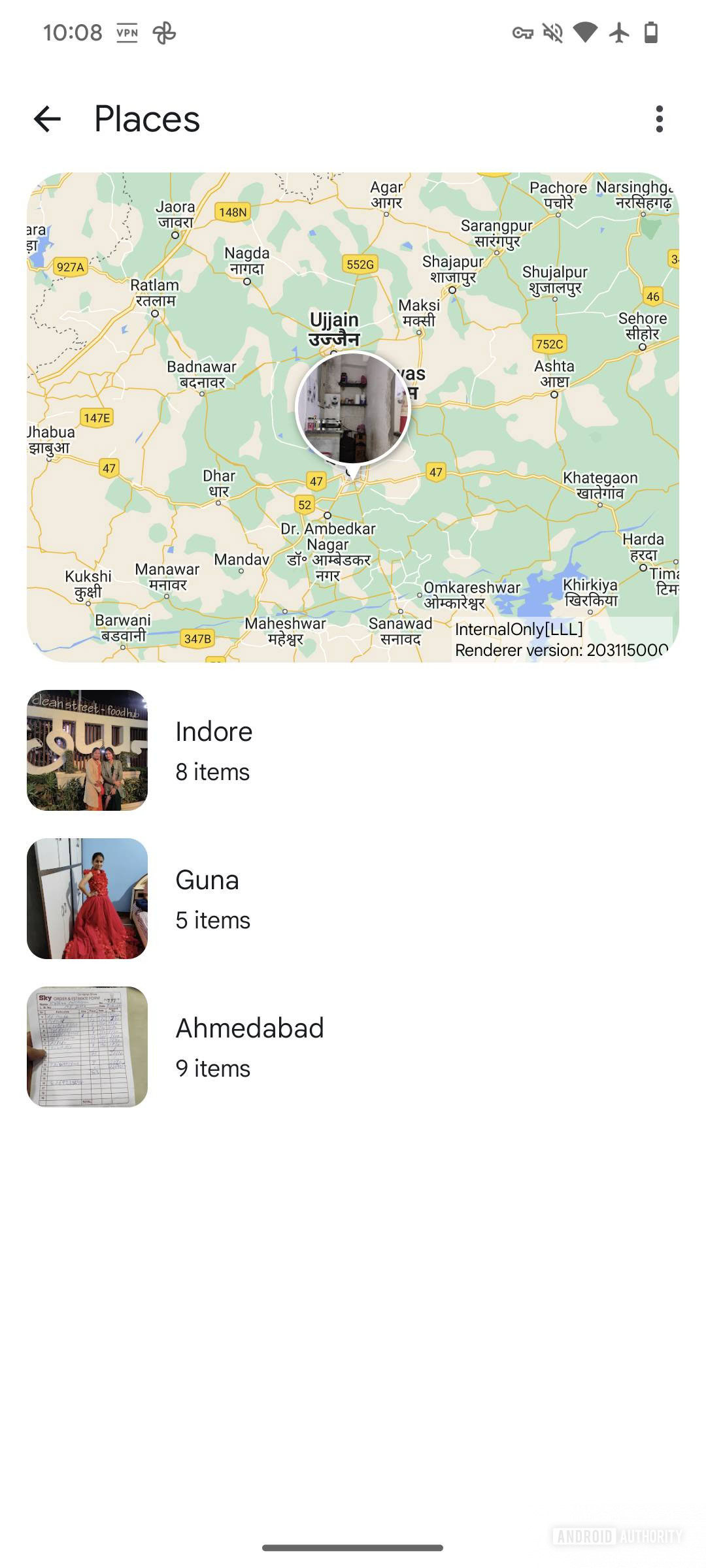 Google Photos screenshot showing updated Places UI.