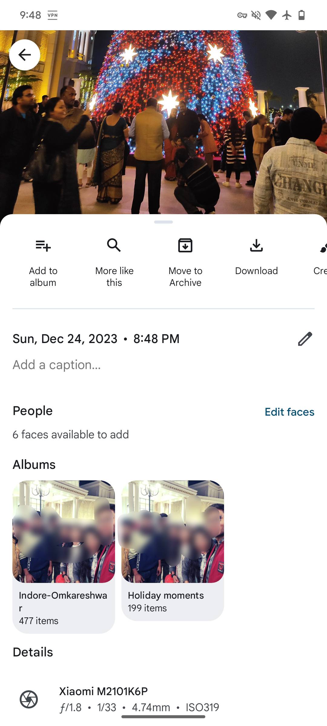 Google Photos screenshot showing updated photo details section.
