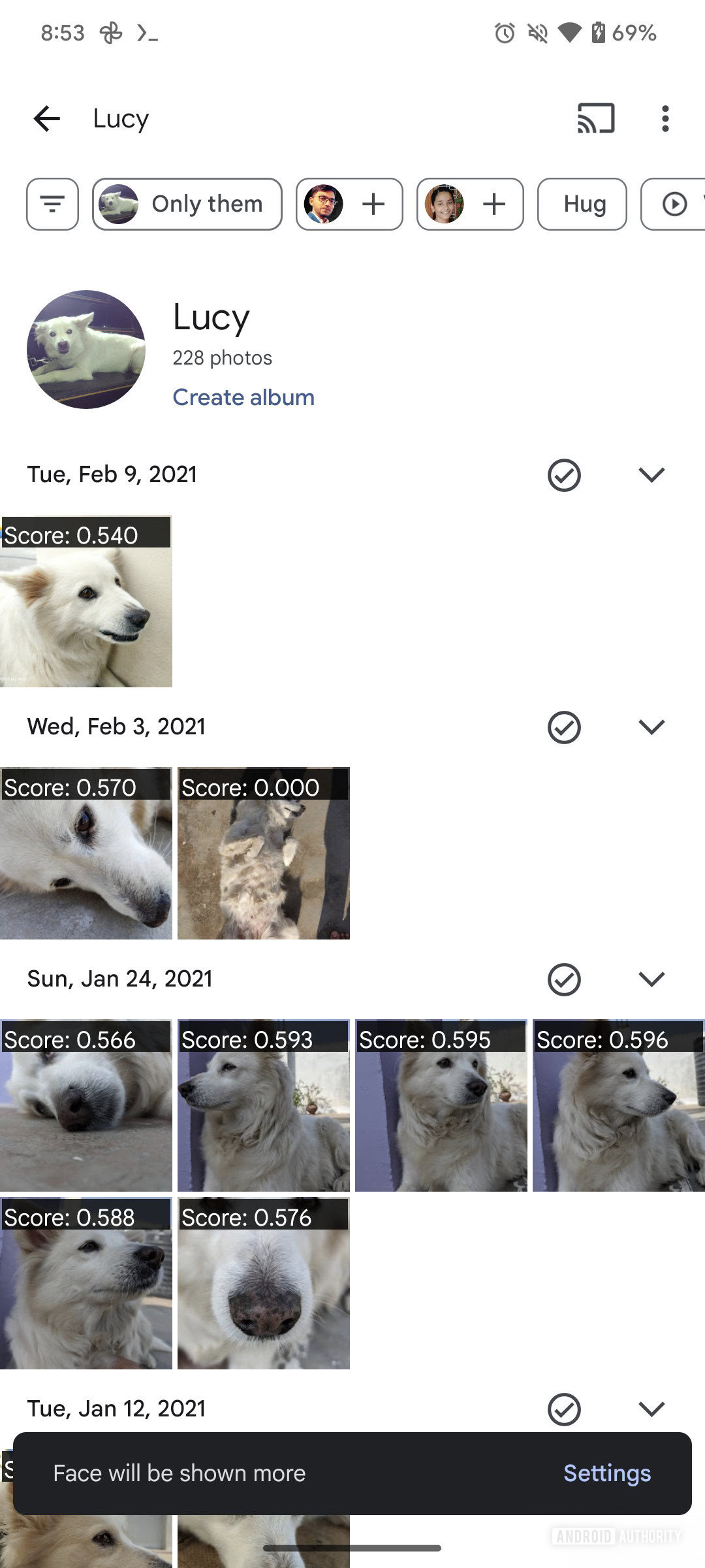 Google Photos show more faces in memories