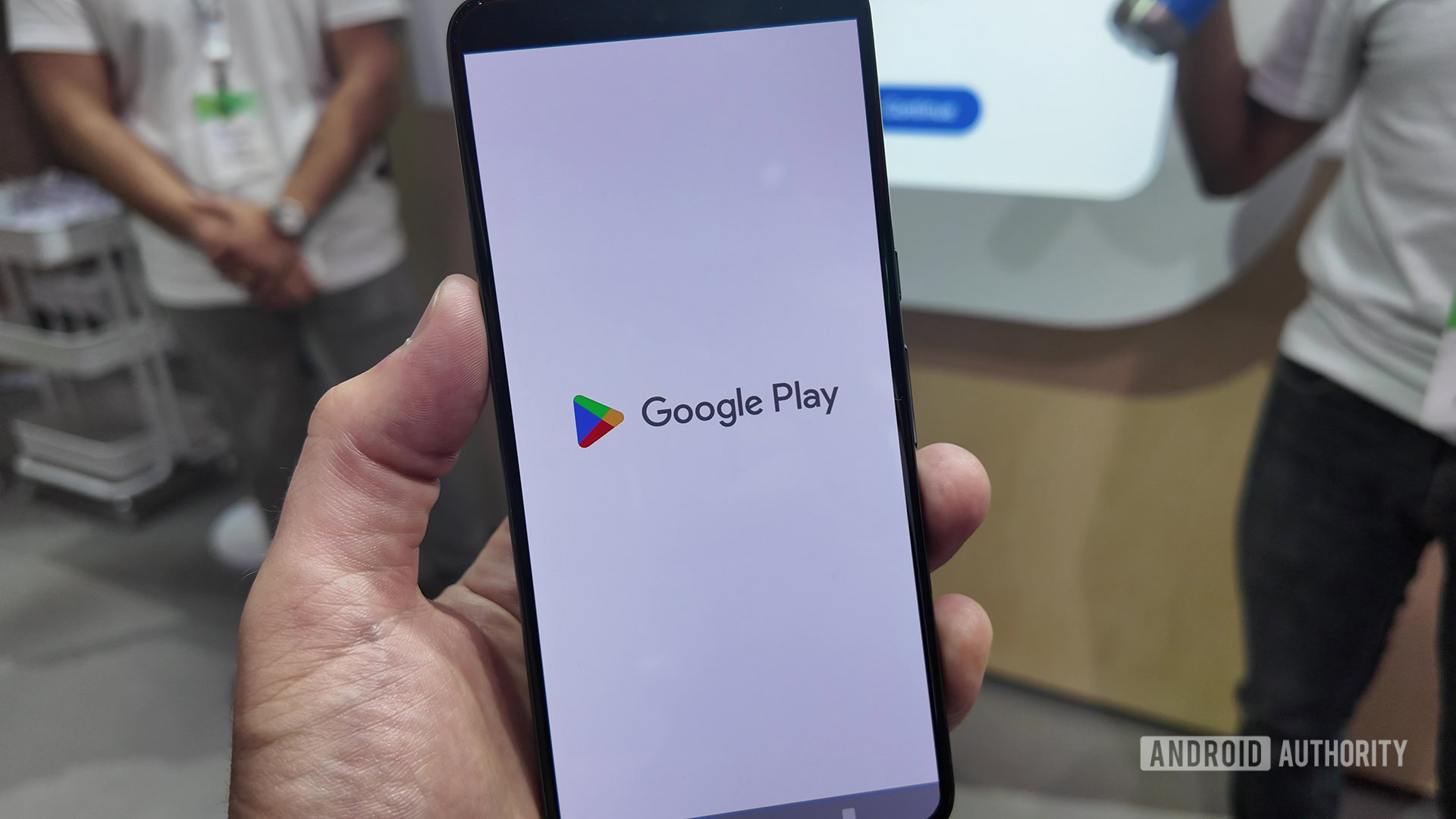 Google Play Logo on Smartphone with White Background
