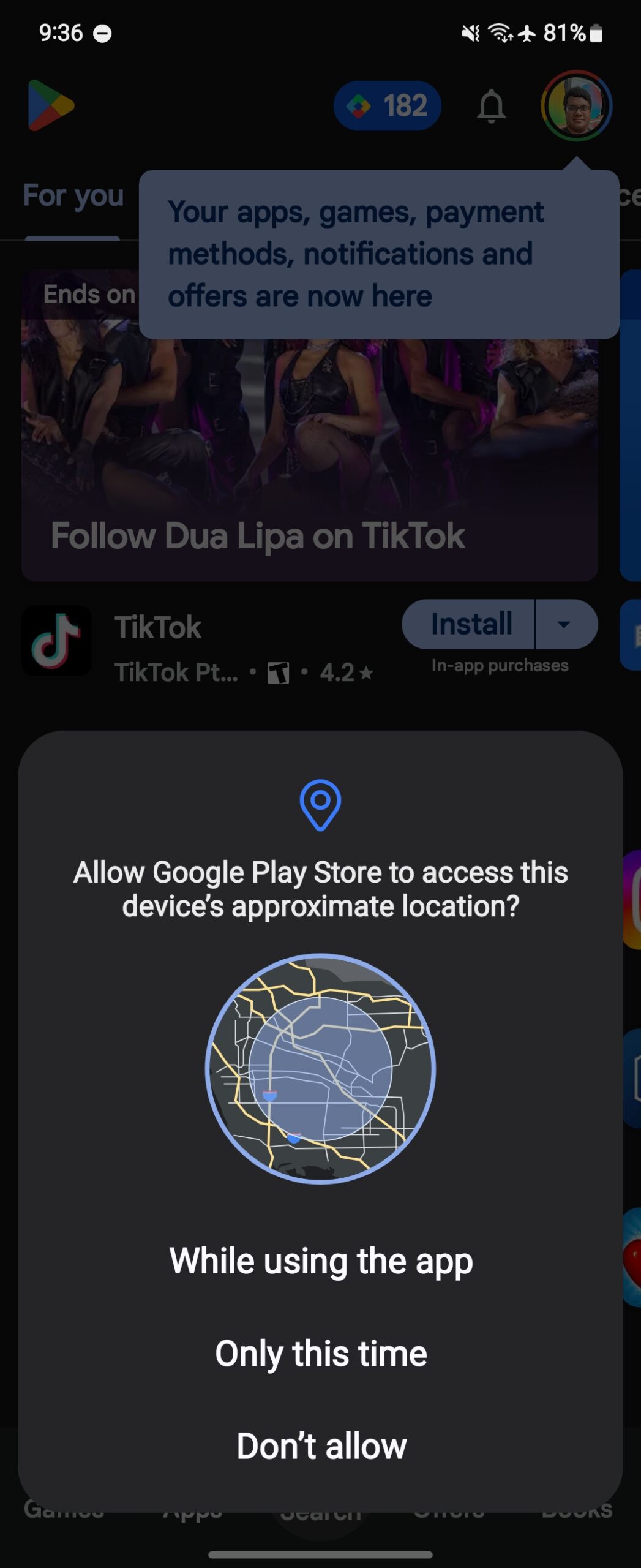 The nearest location of the Google Play Store