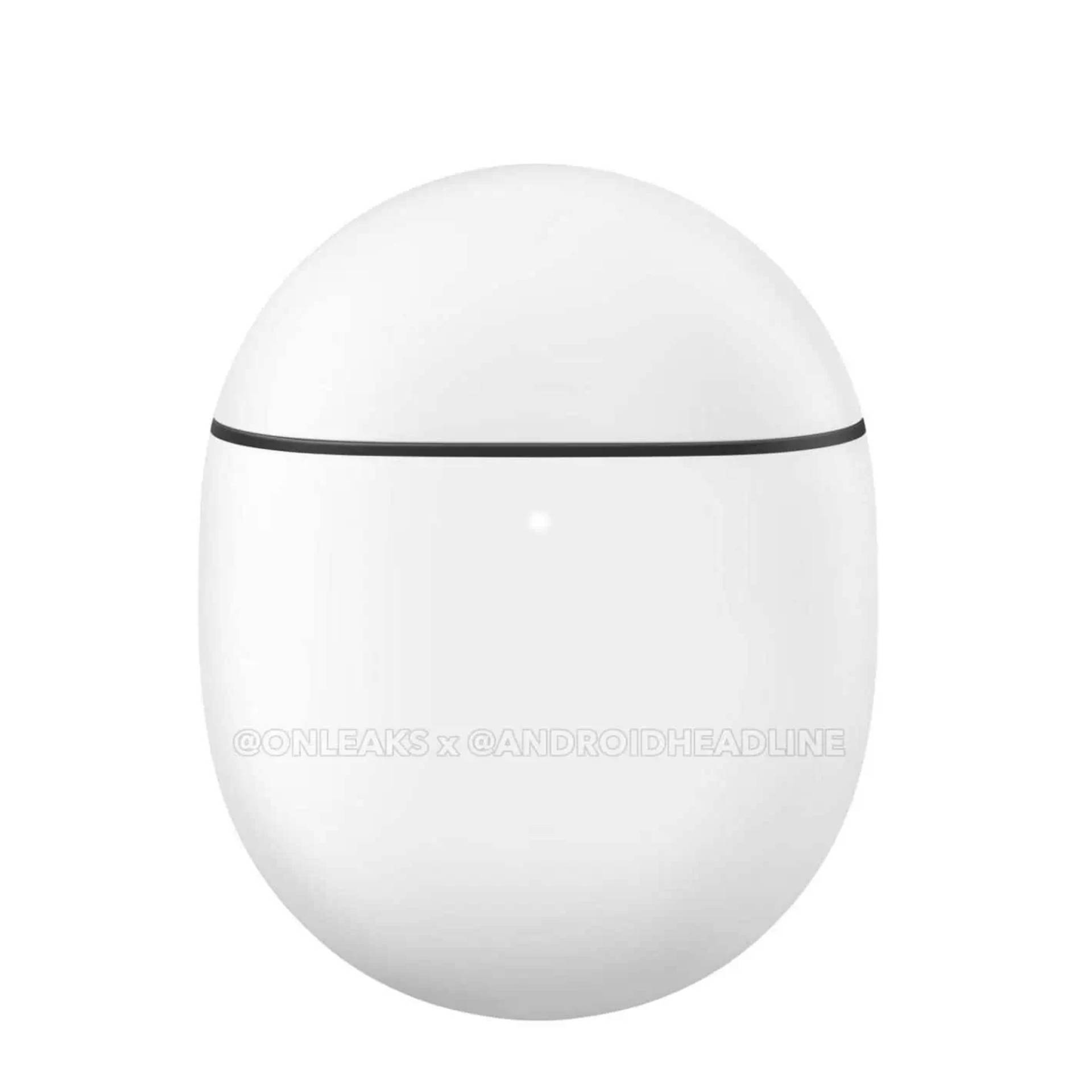 Leaked render of the Pixel Buds Pro 2 case on white background.