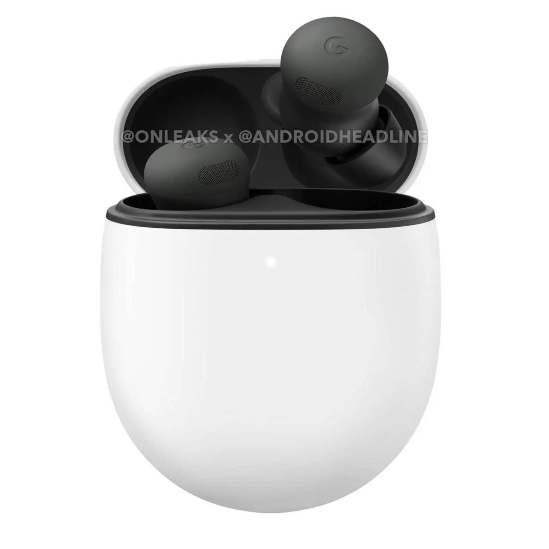 Leaked render of the black Pixel Buds Pro 2 on white background.