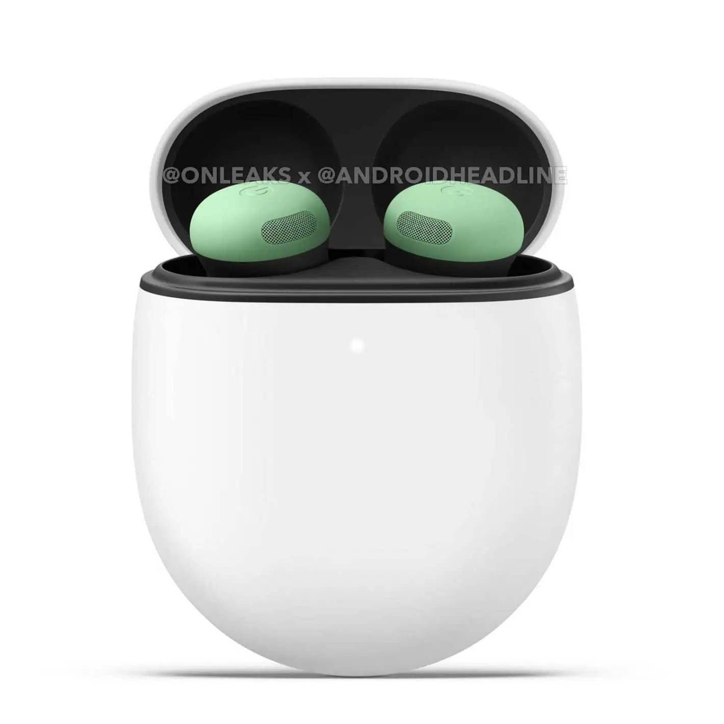 Leaked render of the green Pixel Buds Pro 2 on white background