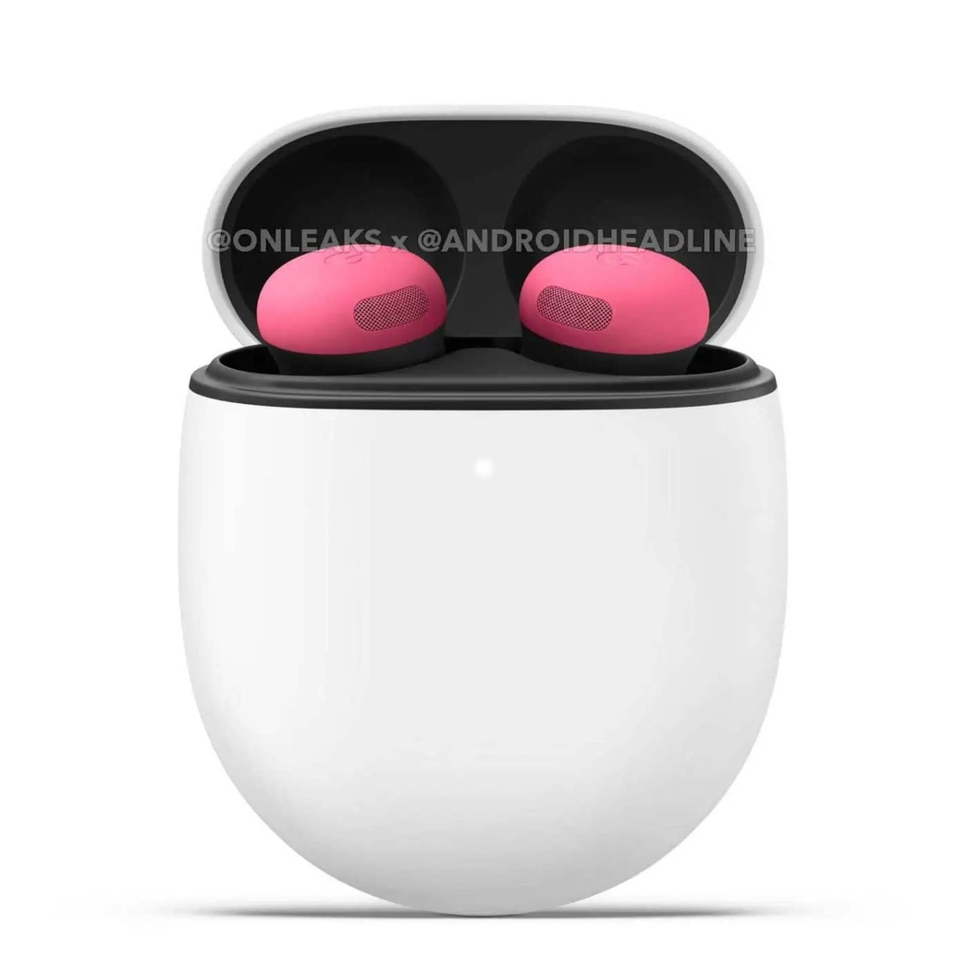 Leaked render of the pink Pixel Buds Pro 2 on white background.