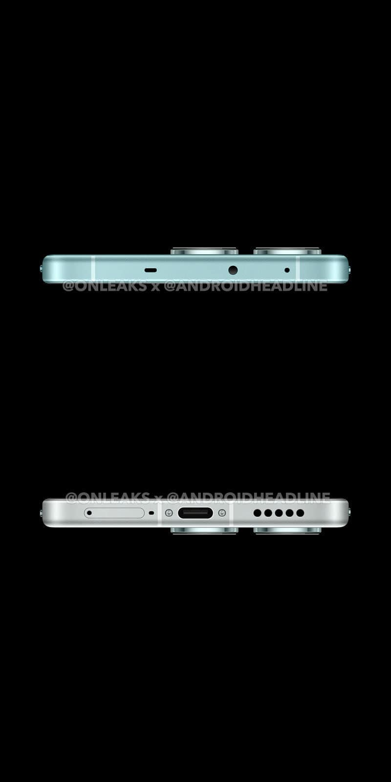 Leaked render of the OnePlus Nord 4 top/bottom