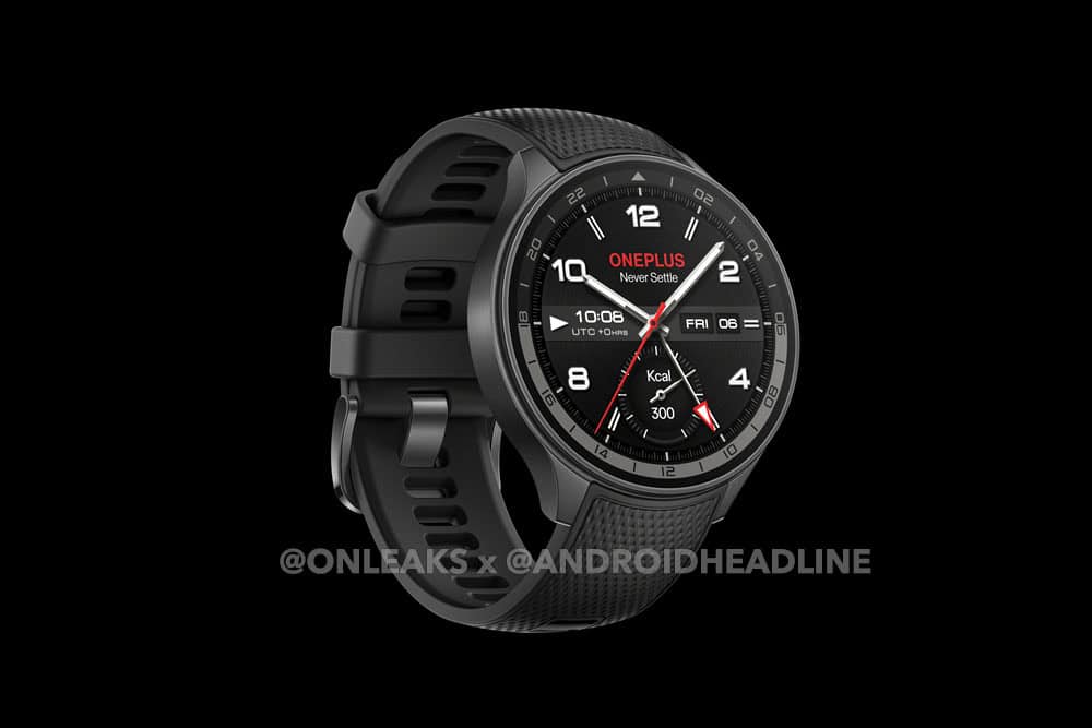 OnePlus Watch 2R, side view, black