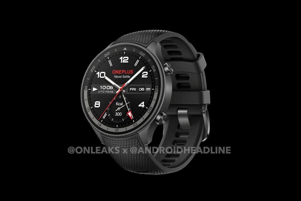 OnePlus Watch 2R, side view, black