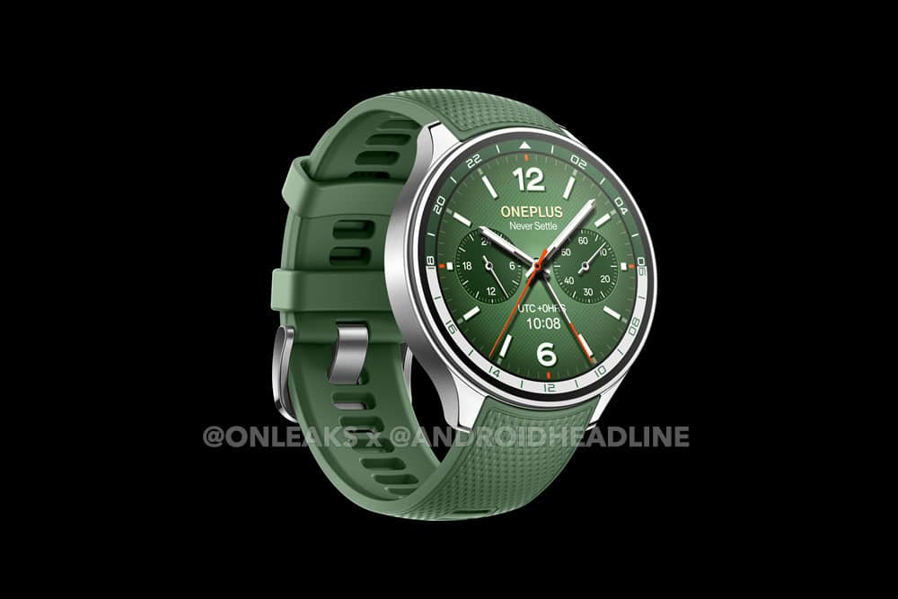 OnePlus Watch 2R, side view, green