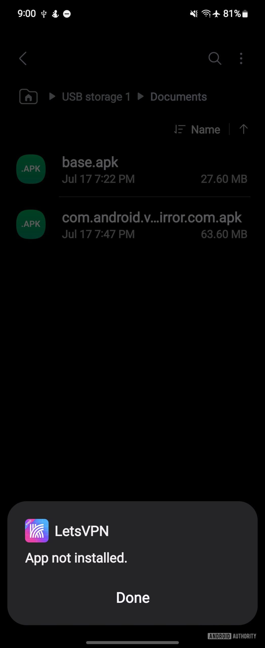 One UI 6.1.1 app not installed error