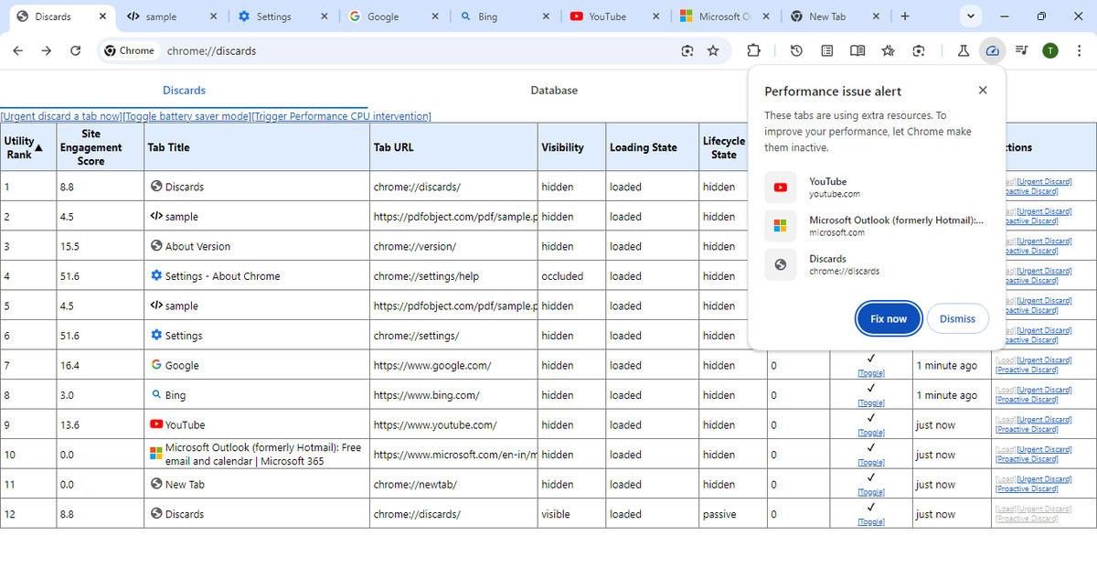 Chrome performance issue alert