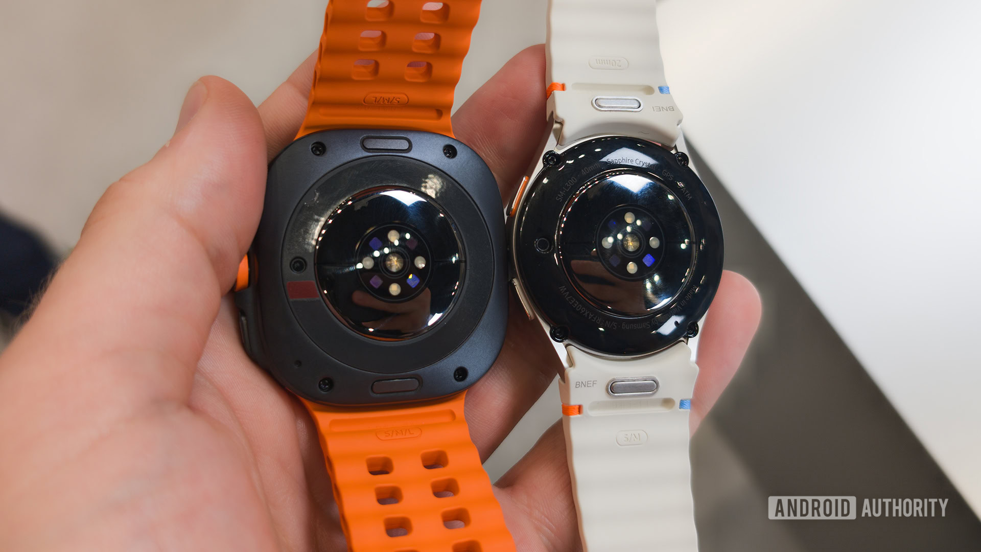 Samsung Galaxy Watch Ultra and Galaxy Watch 7 Sensors Shown Next to One Another