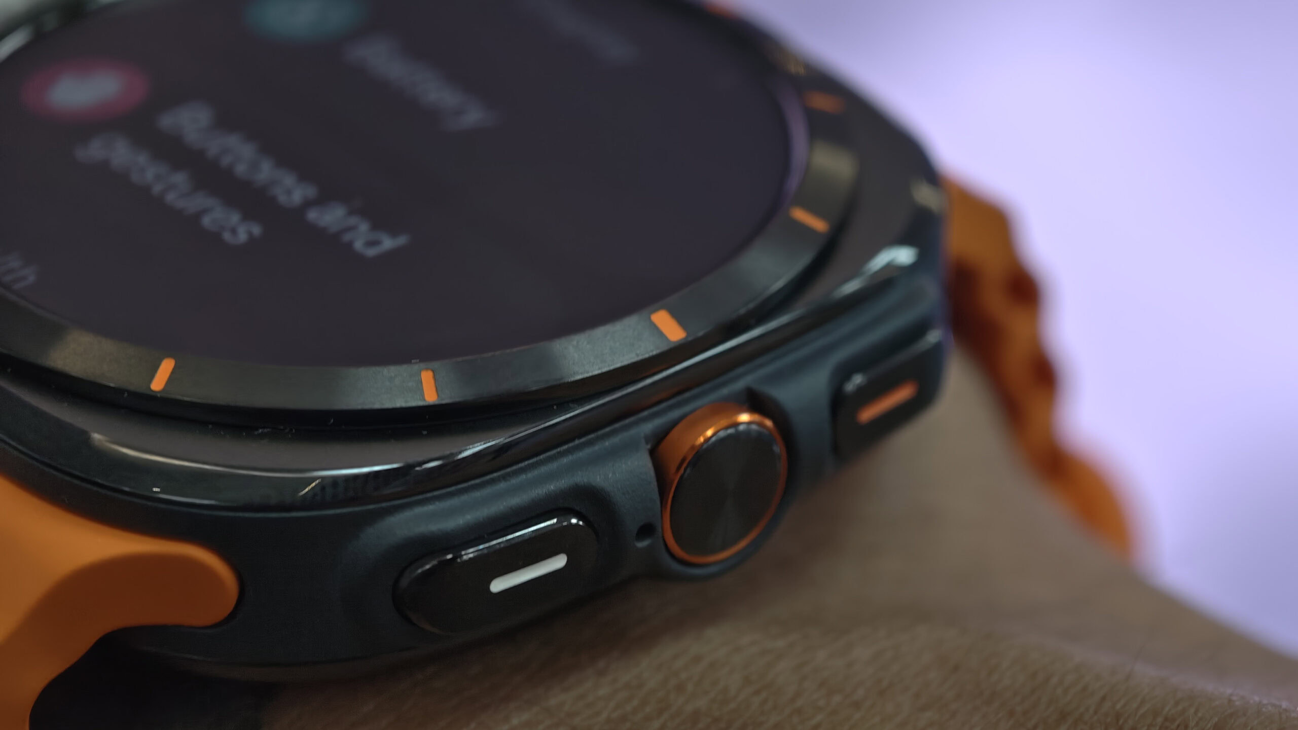 The Samsung Galaxy Watch Ultra's buttons.