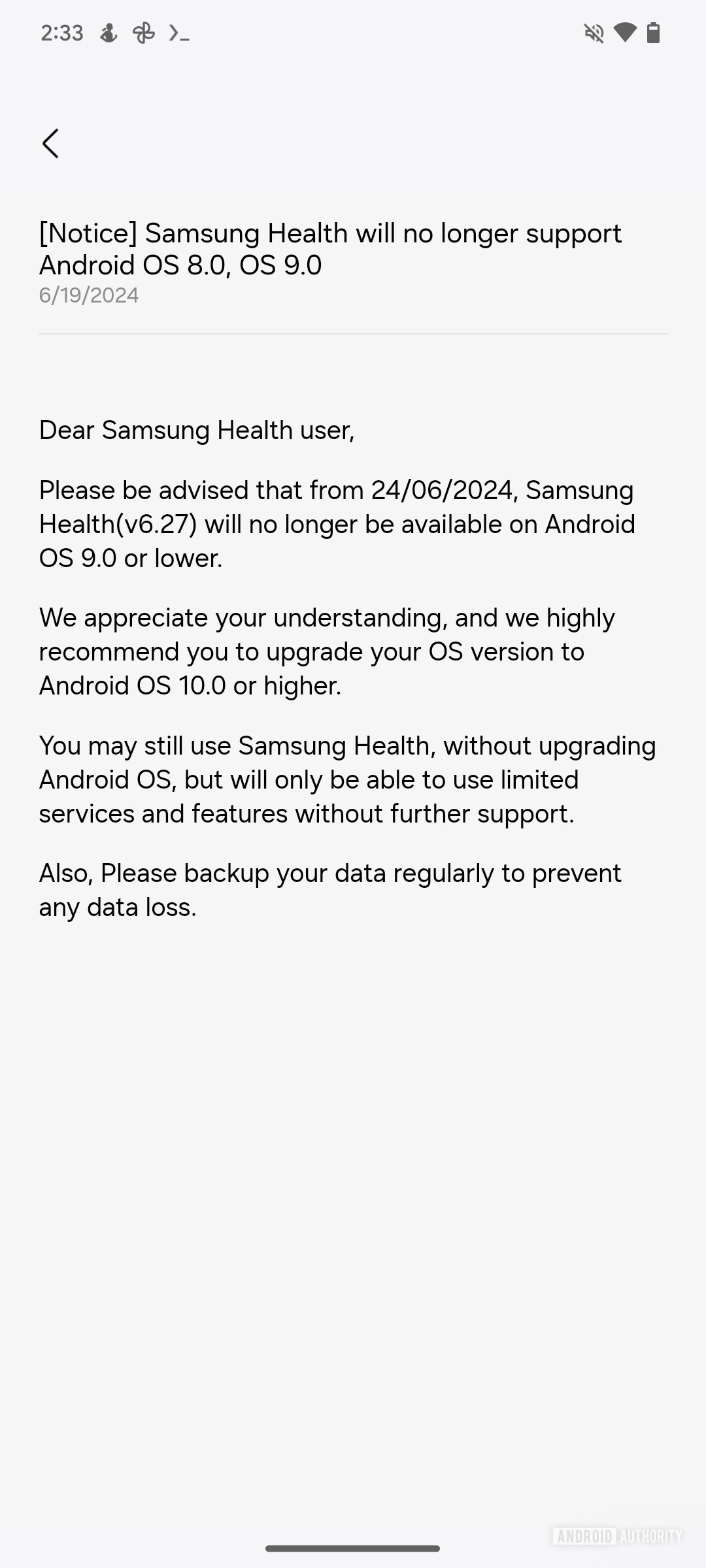 Annonce de Samsung Santé Android 10.