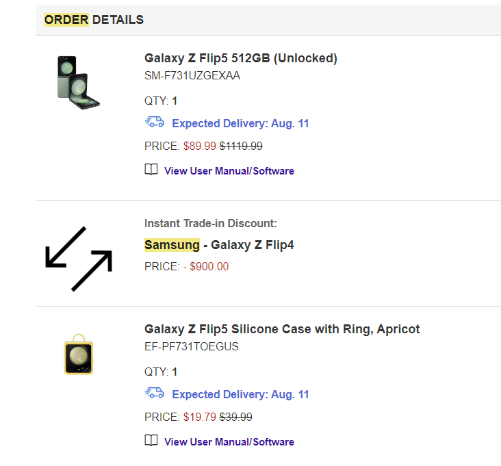 Galaxy Z Flip trade-in deals screenshot