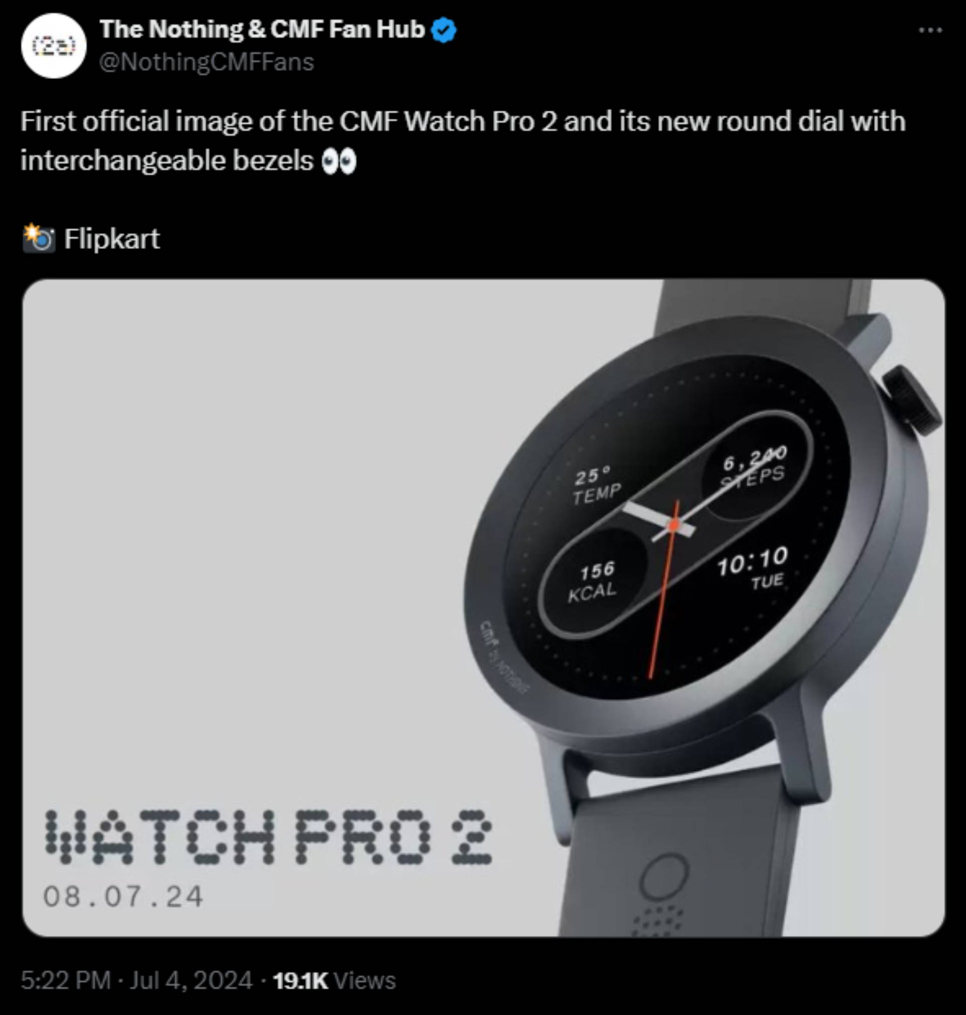Screenshot of an X post showing a leaked image of the CMF Watch Pro 2.