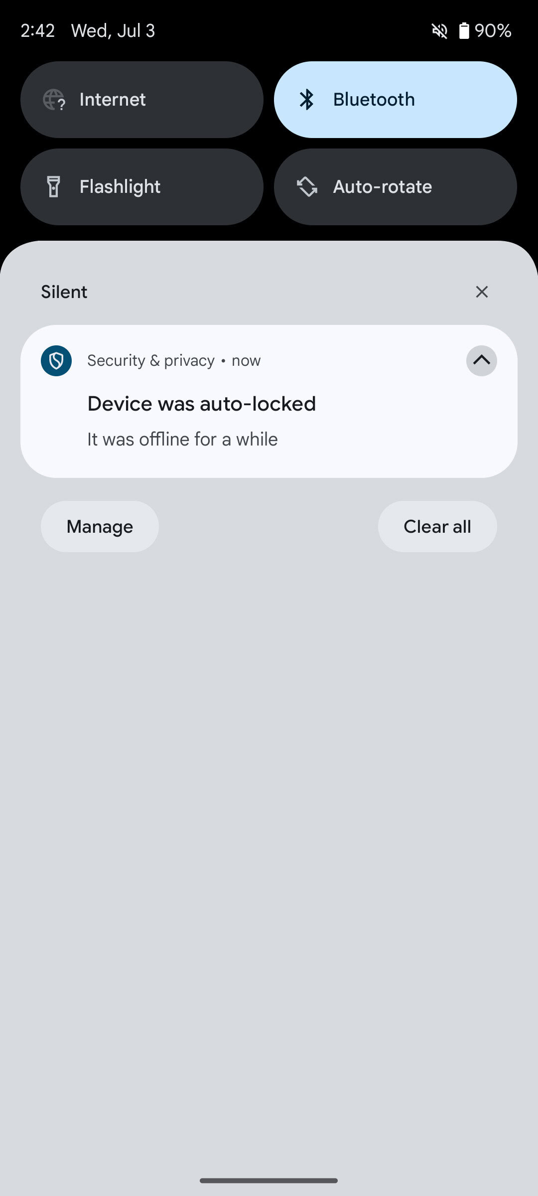 device auto-lock notification