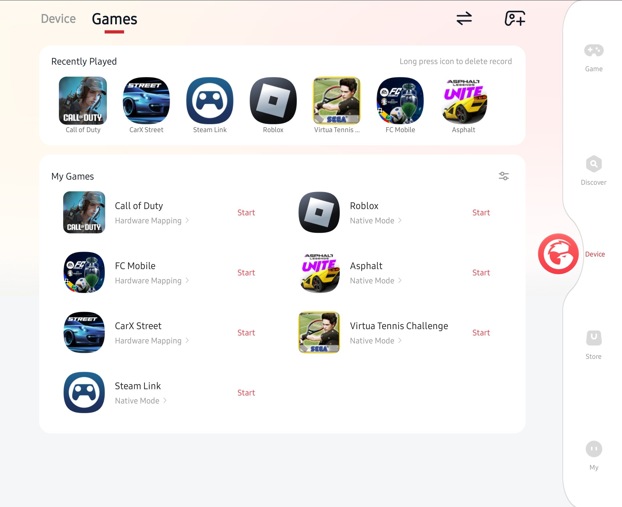 Screenshot of Gamesir app for Galileo G8 Plus review