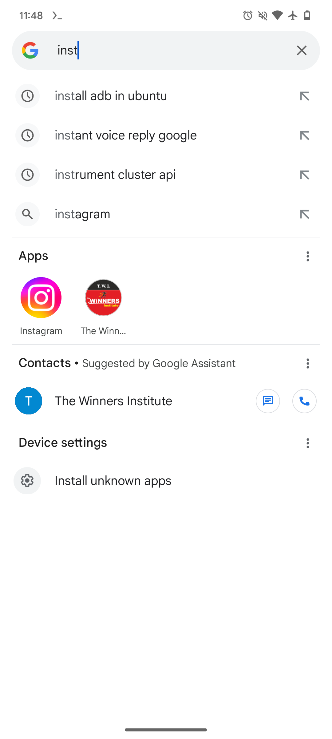 Google app screenshots showing universal search features (APK Teardown)