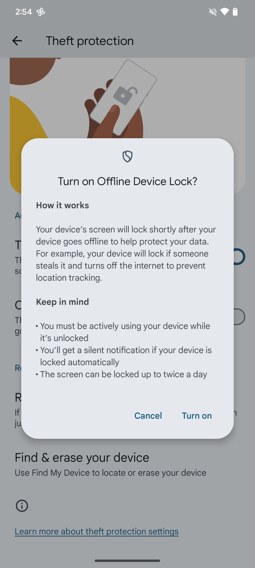 Theft lock description