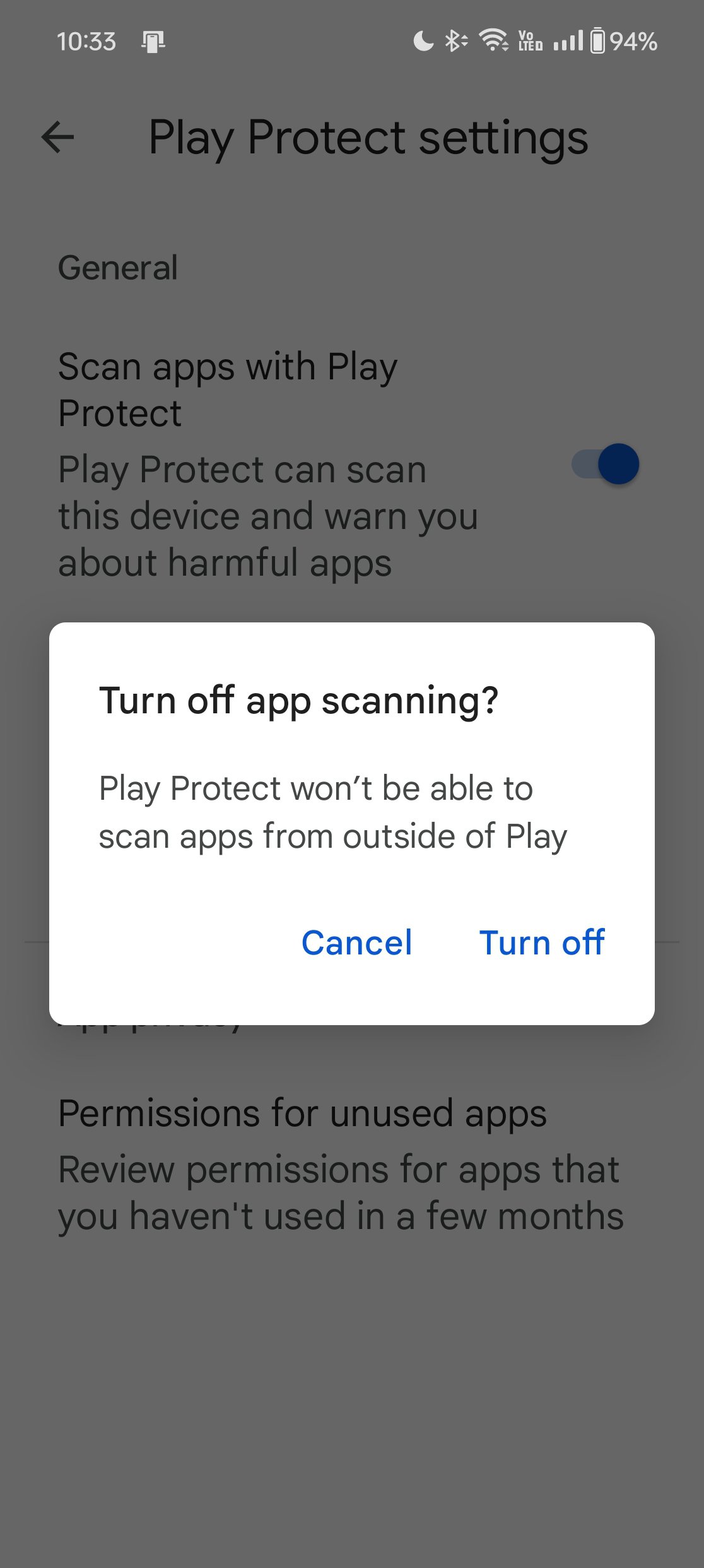 Turn off Google Play Protect