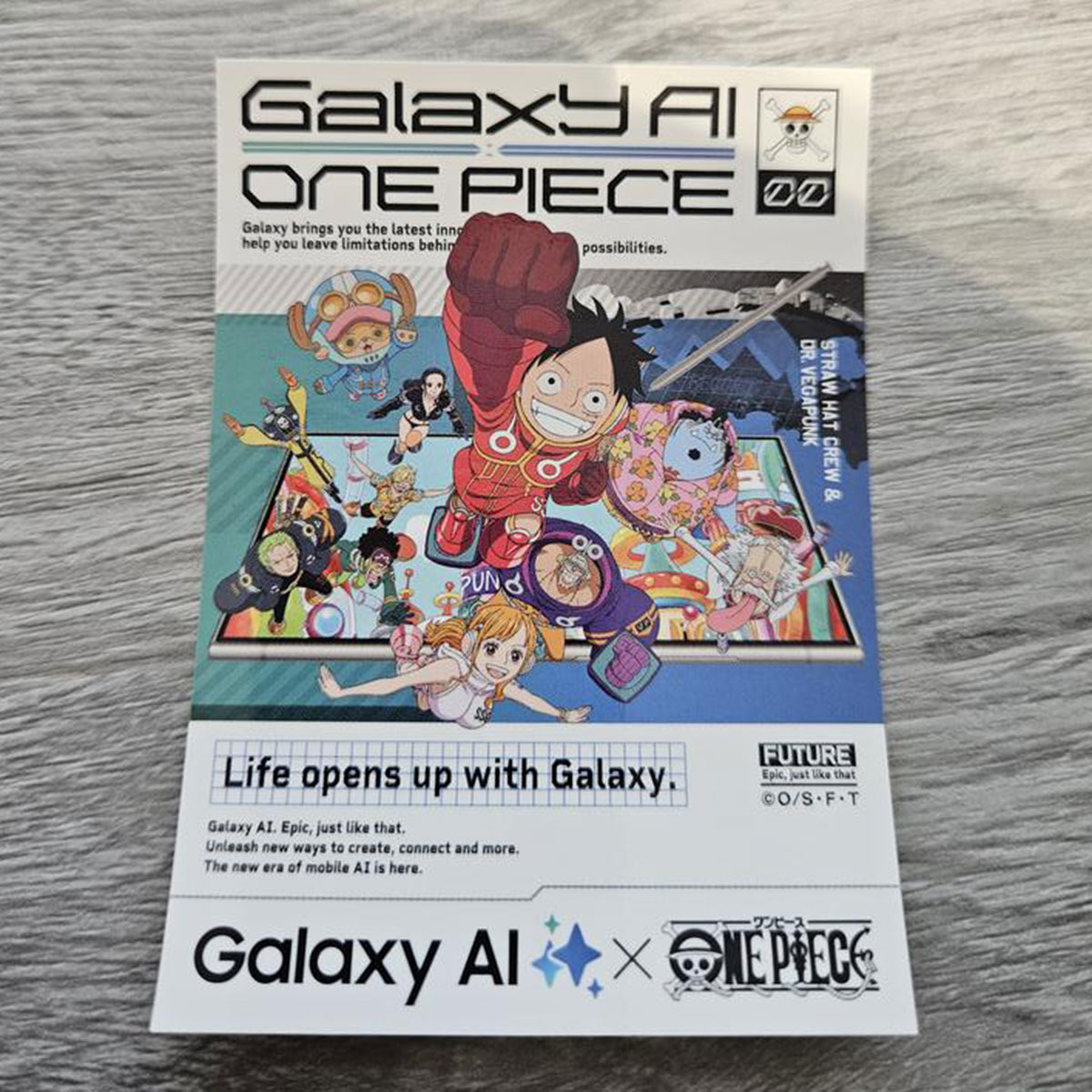 A flyer for the Samsung Galaxy AI / One Piece partnership.