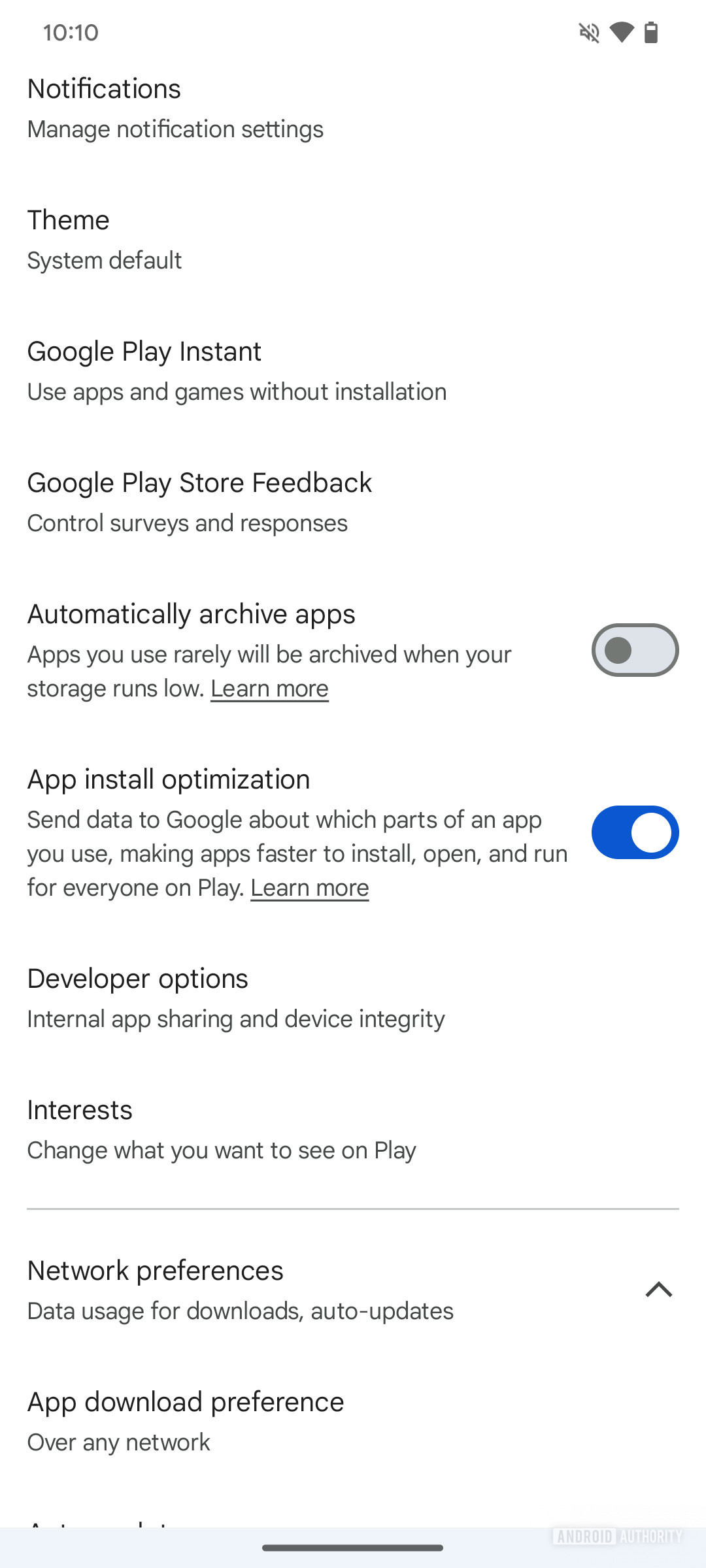 Upcoming "interests" settings for the Google Play Store