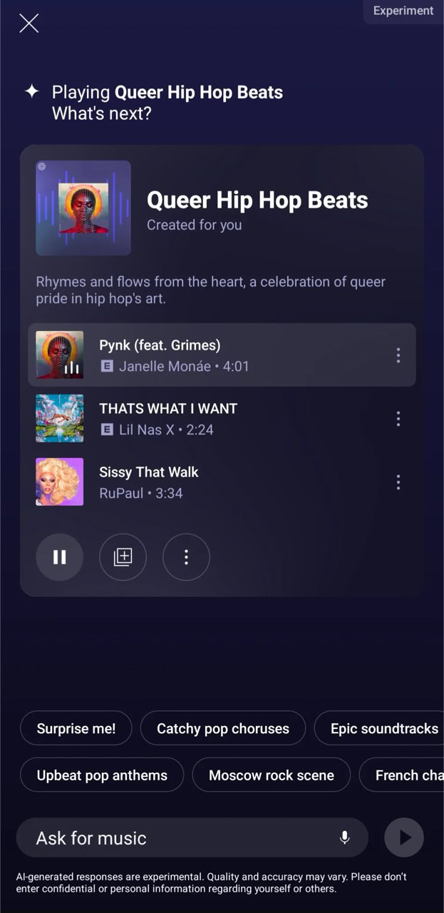 YouTube Music’s latest experiment is like ChatGPT for playlists