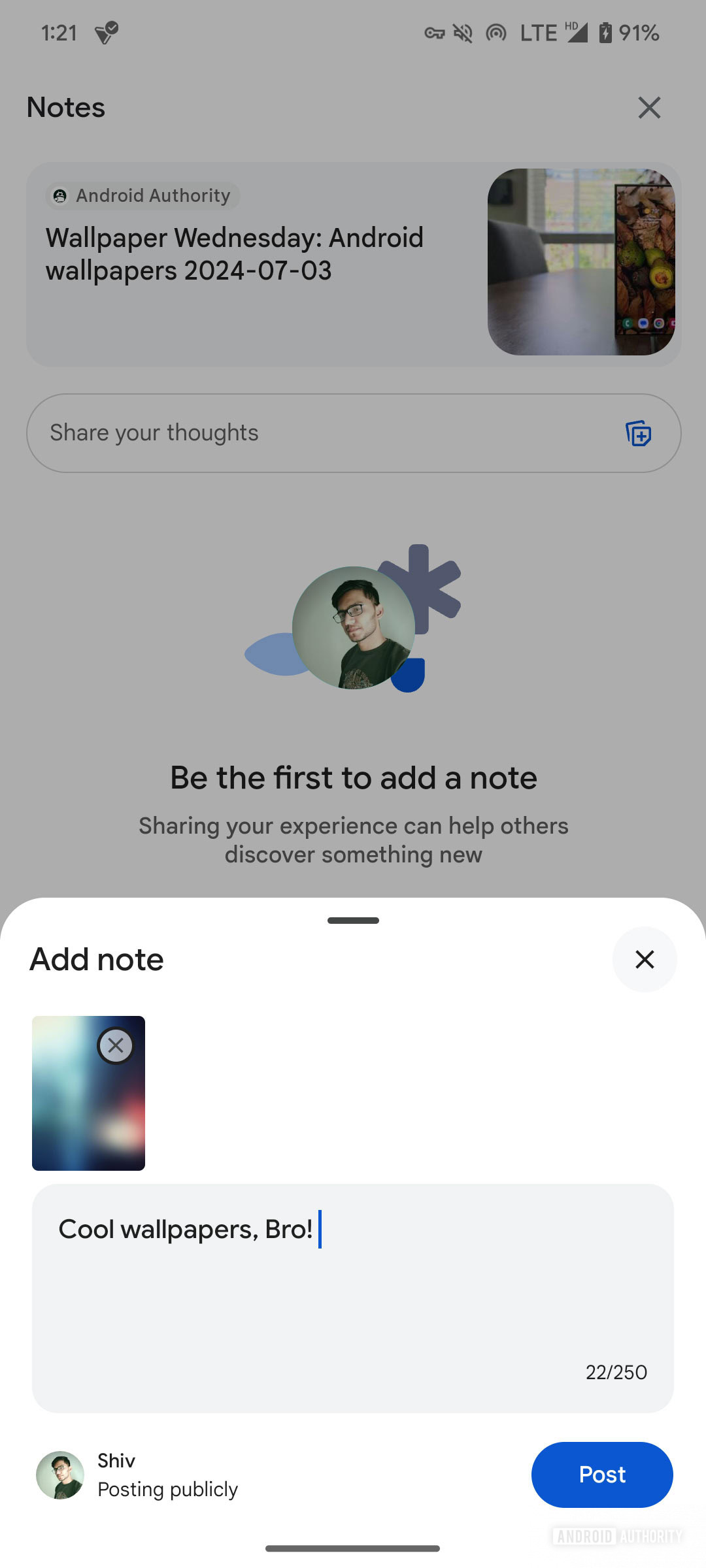 Google Search letting users choose a background image for Notes