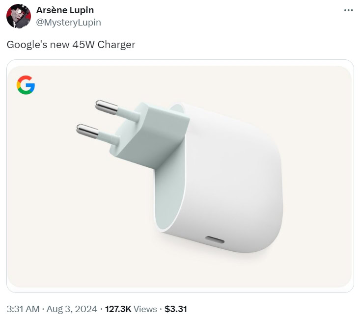 Google’s new 45W charger for the Pixel 9 series leaks again, and that port placement is horrible