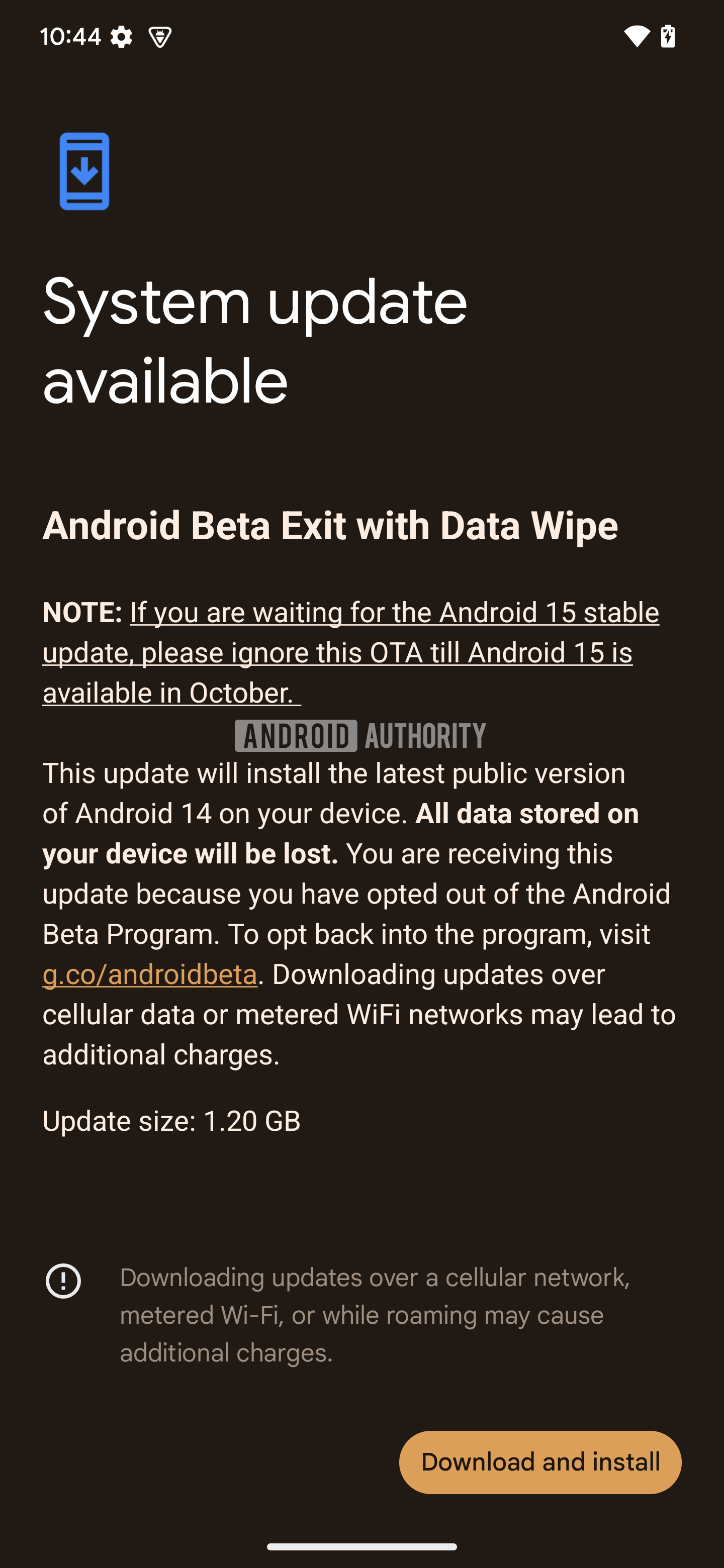 Actualización OTA de Android 14