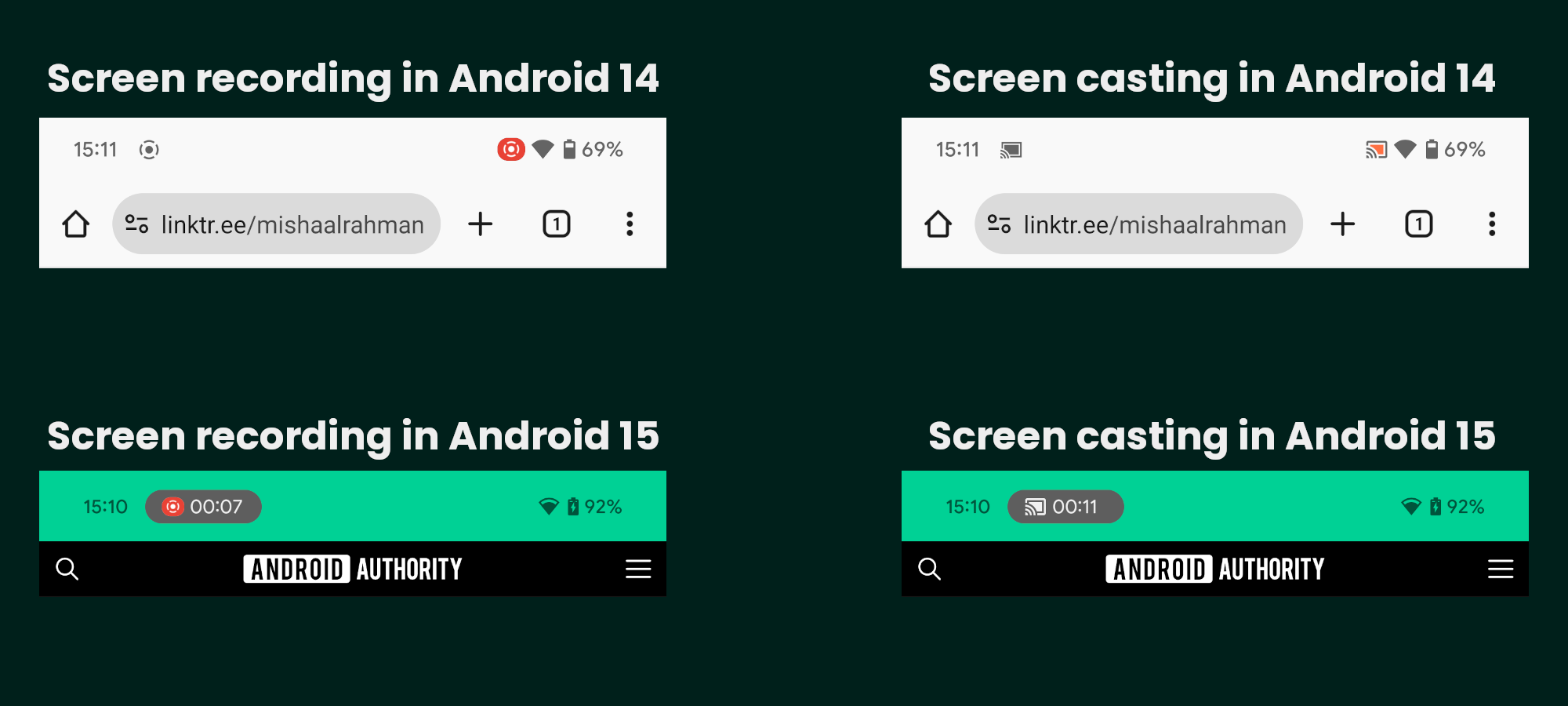 Android 15 screen sharing chip