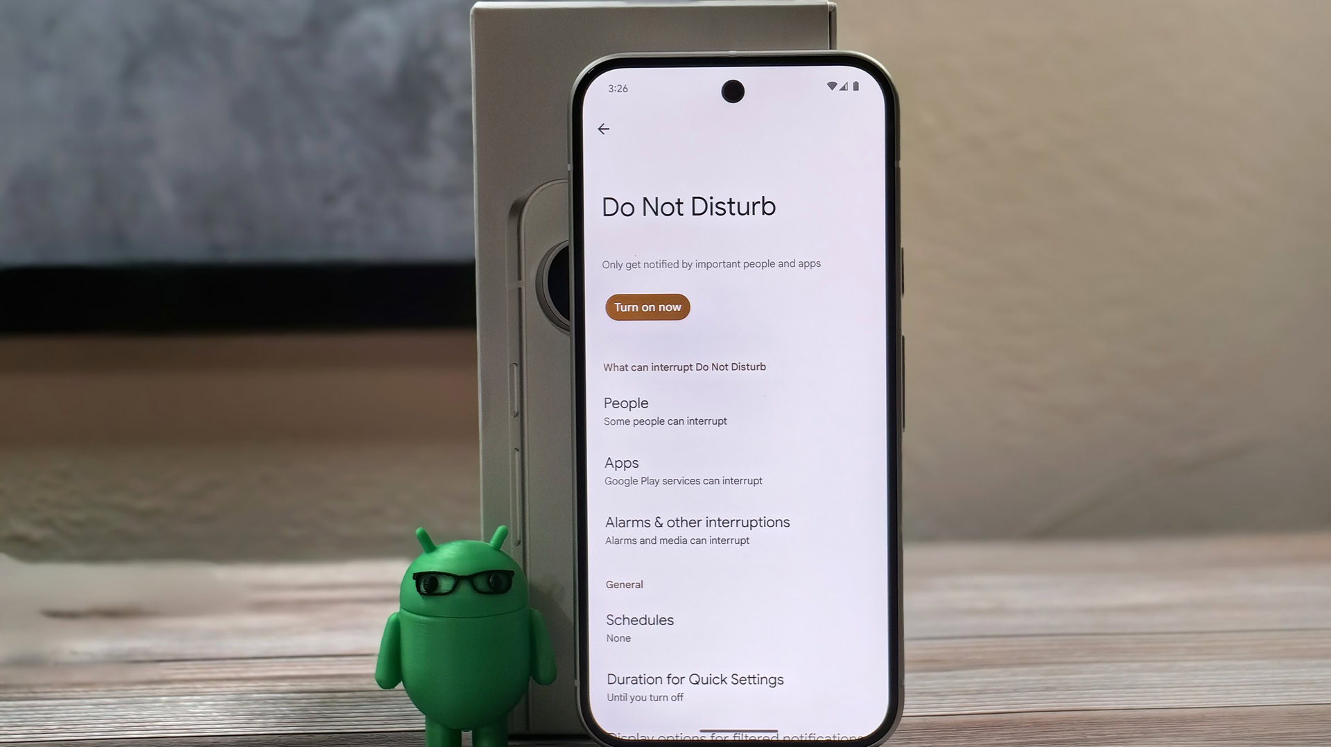 Do Not Disturb mode settings on a Google Pixel 9