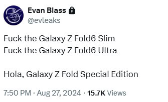 Evan Blass Galaxy Z Fold Special Edition tweet