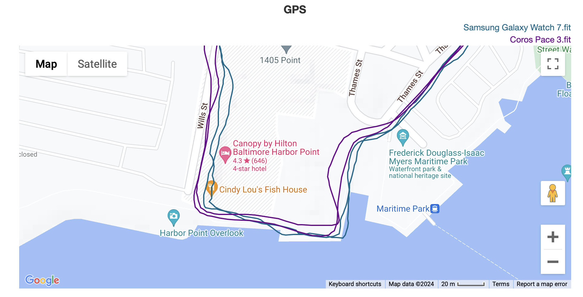 Galaxy Watch 7 vs Coros Pace 3 bad map