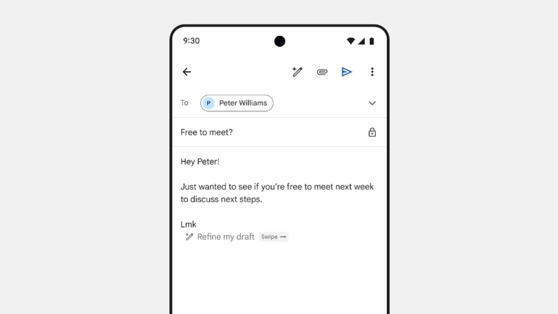 Gmail can now help you polish your drafts with a tap