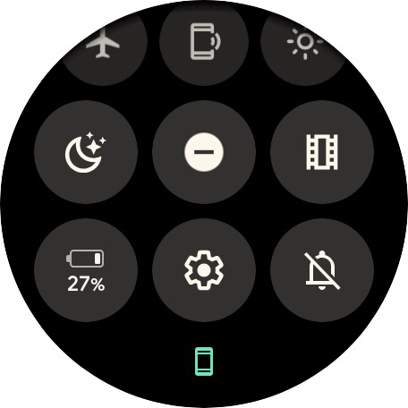 Google Pixel Watch 3 screenshot of Quick settings menu