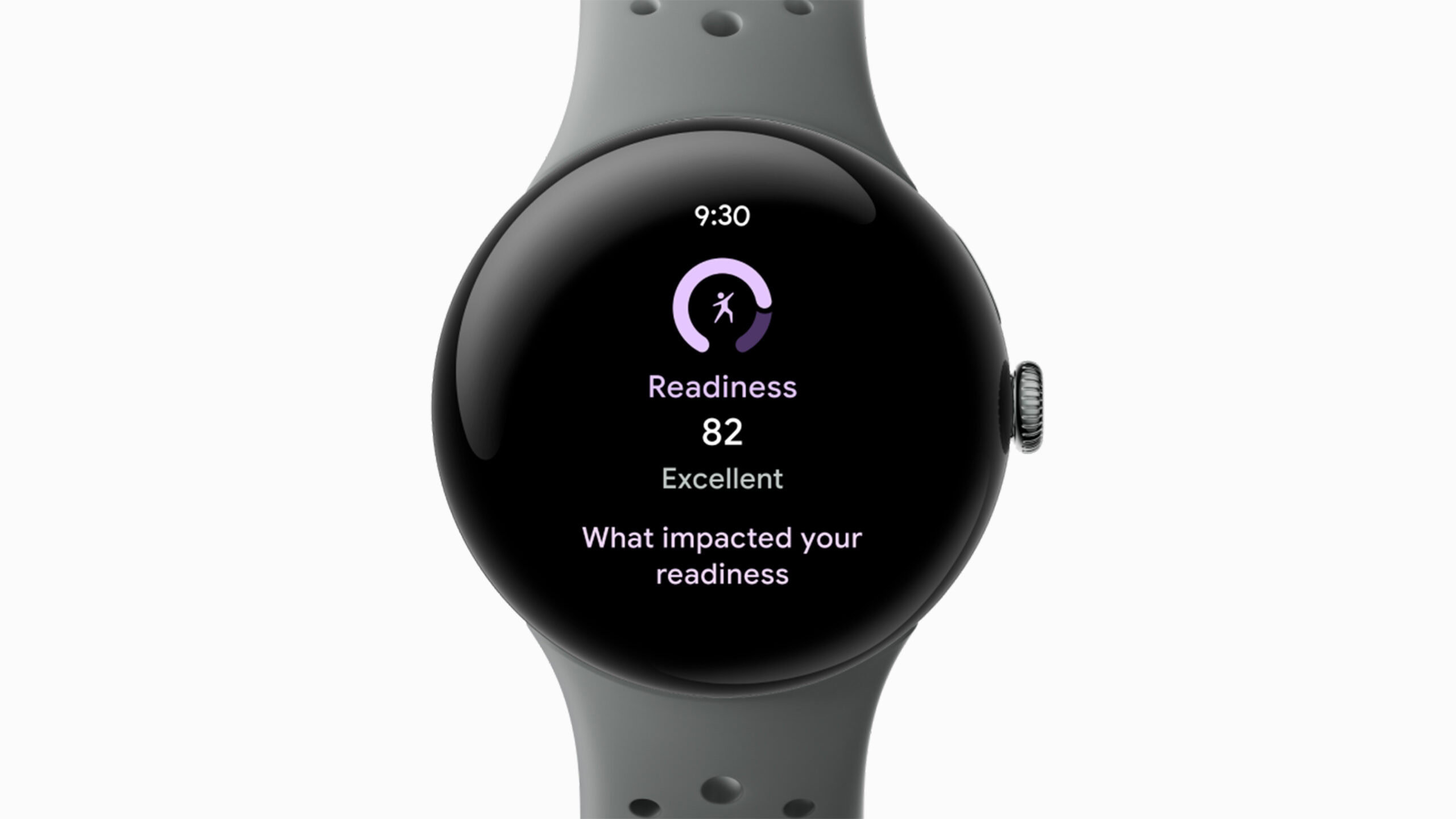 A Google Pixel Watch 3 displays a user's Readiness Score.