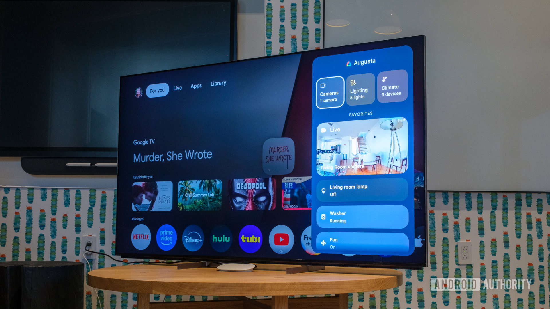 Wide Google TV Home interface