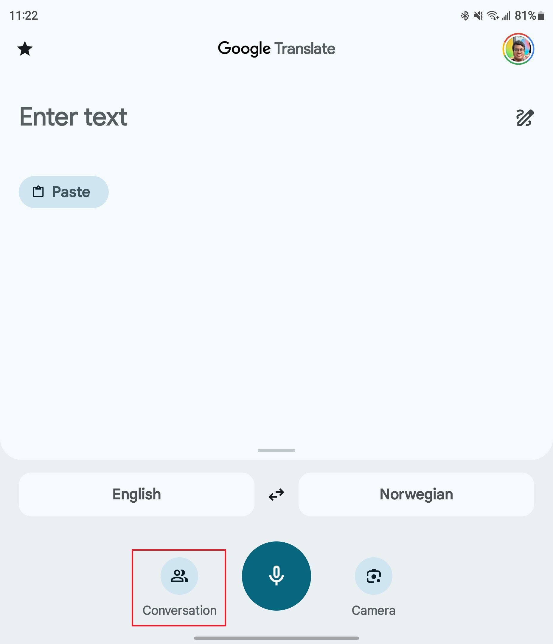 How to access Google Translate dual screen mode step 1