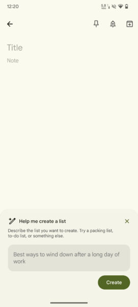 Google Keep’s ‘Help me create a list’ feature comes to all Pixel phones