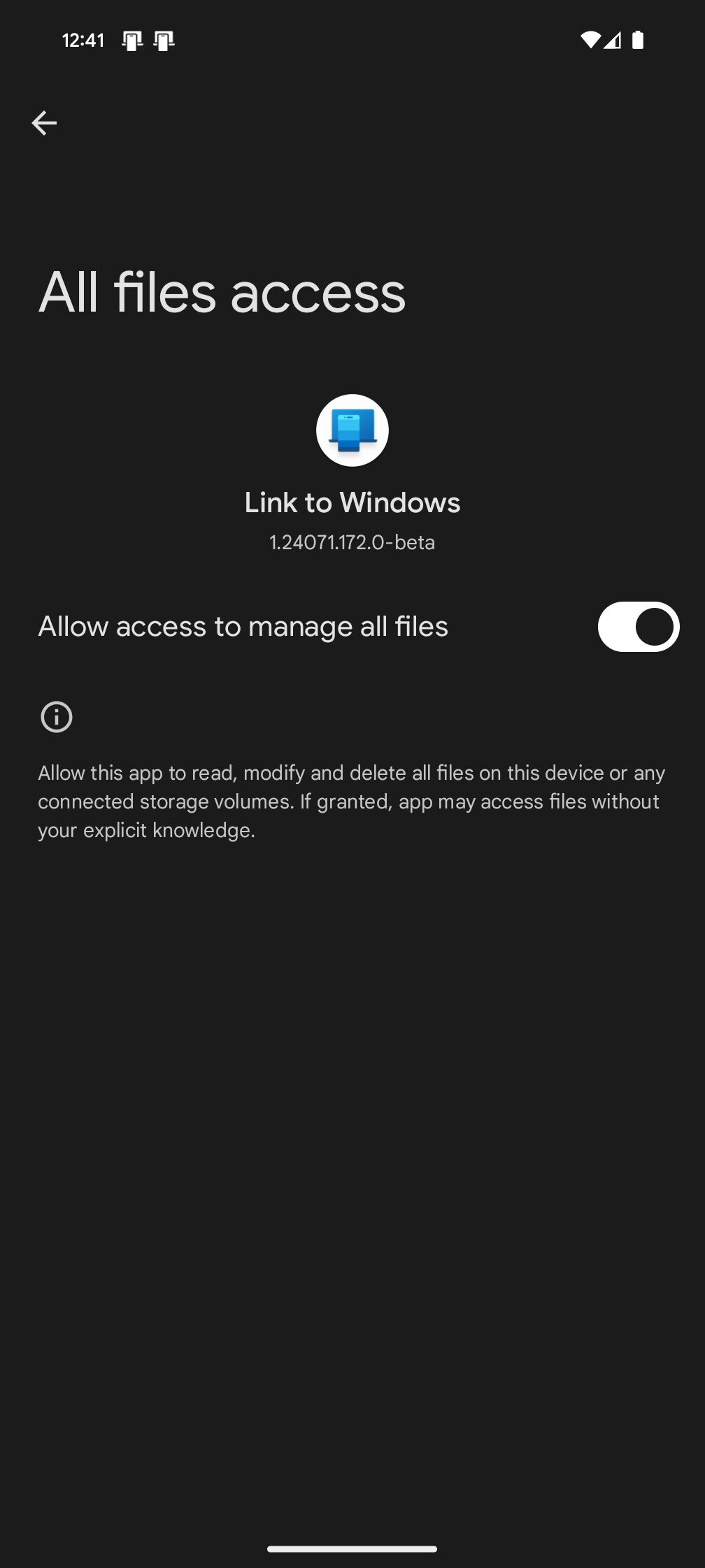 Link to Windows permissions screenshot