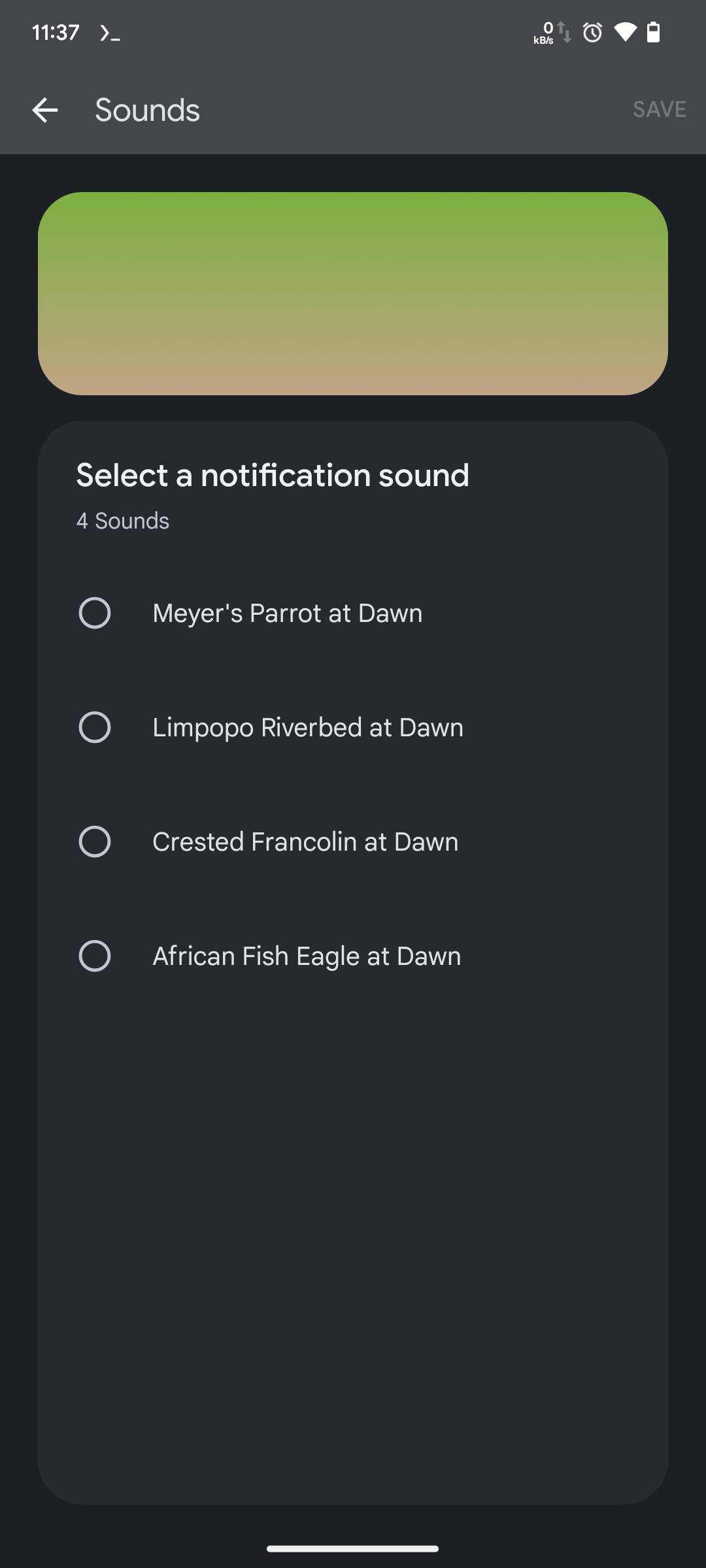 Screenshot of Pixel Sound Matters notification sounds.