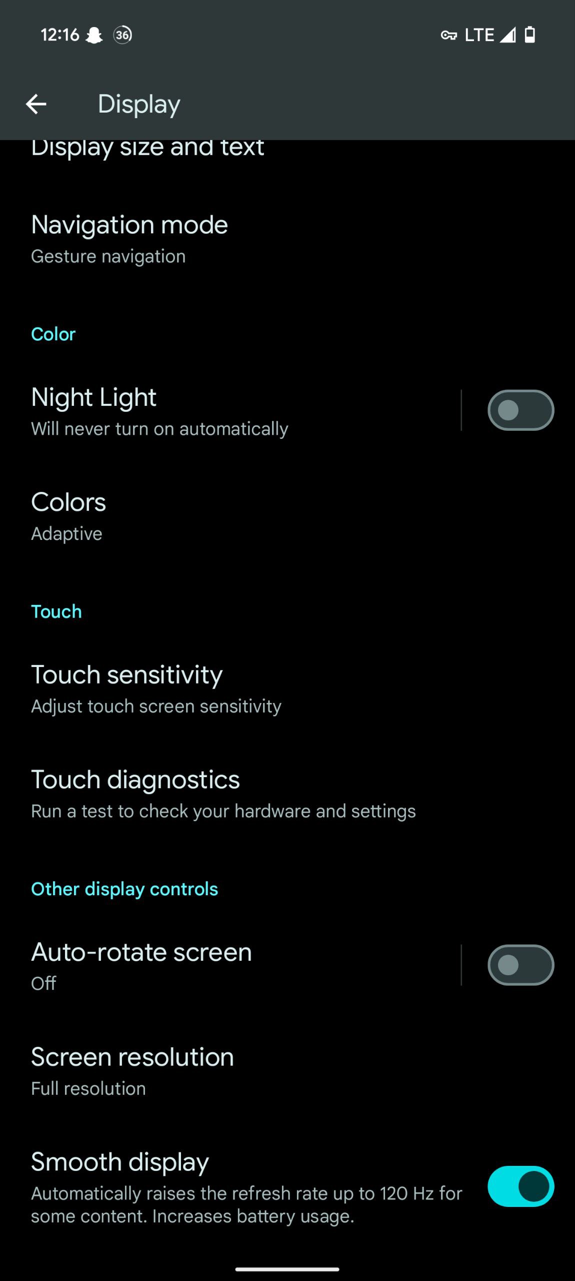 Pixel 9 display settings